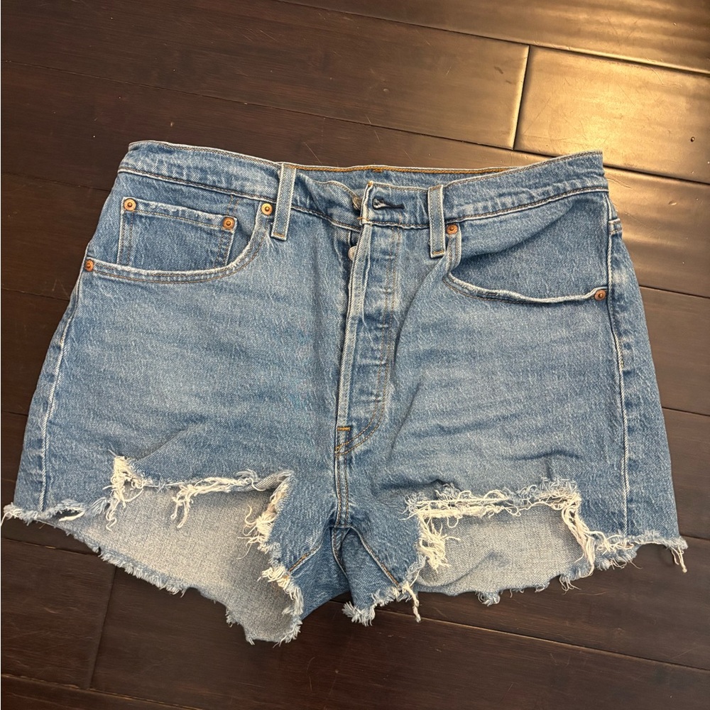 Levi's Blue Distressed Jean Shorts